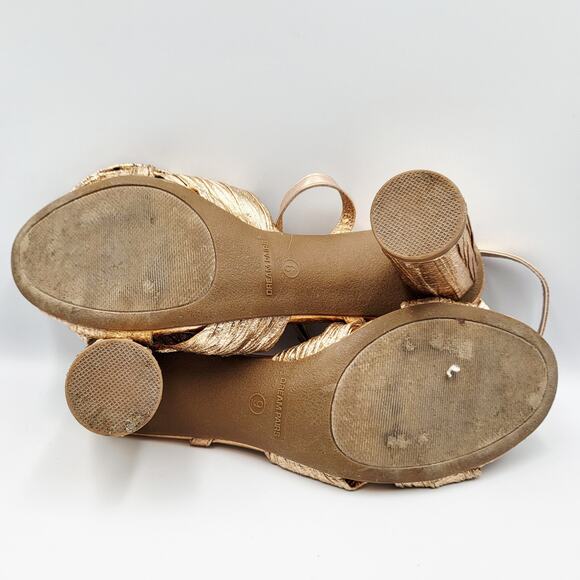 DREAM PAIRS Bow Knot Champaign Pink Ankle Strap Heeled Sandals Women's Size 9 - Picture 11 of 12